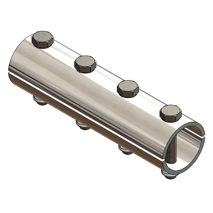 03032646_Stahlrohrverbinder.jpg Tube connectors halfs 1" - incl. 4 bolts M8 x 45