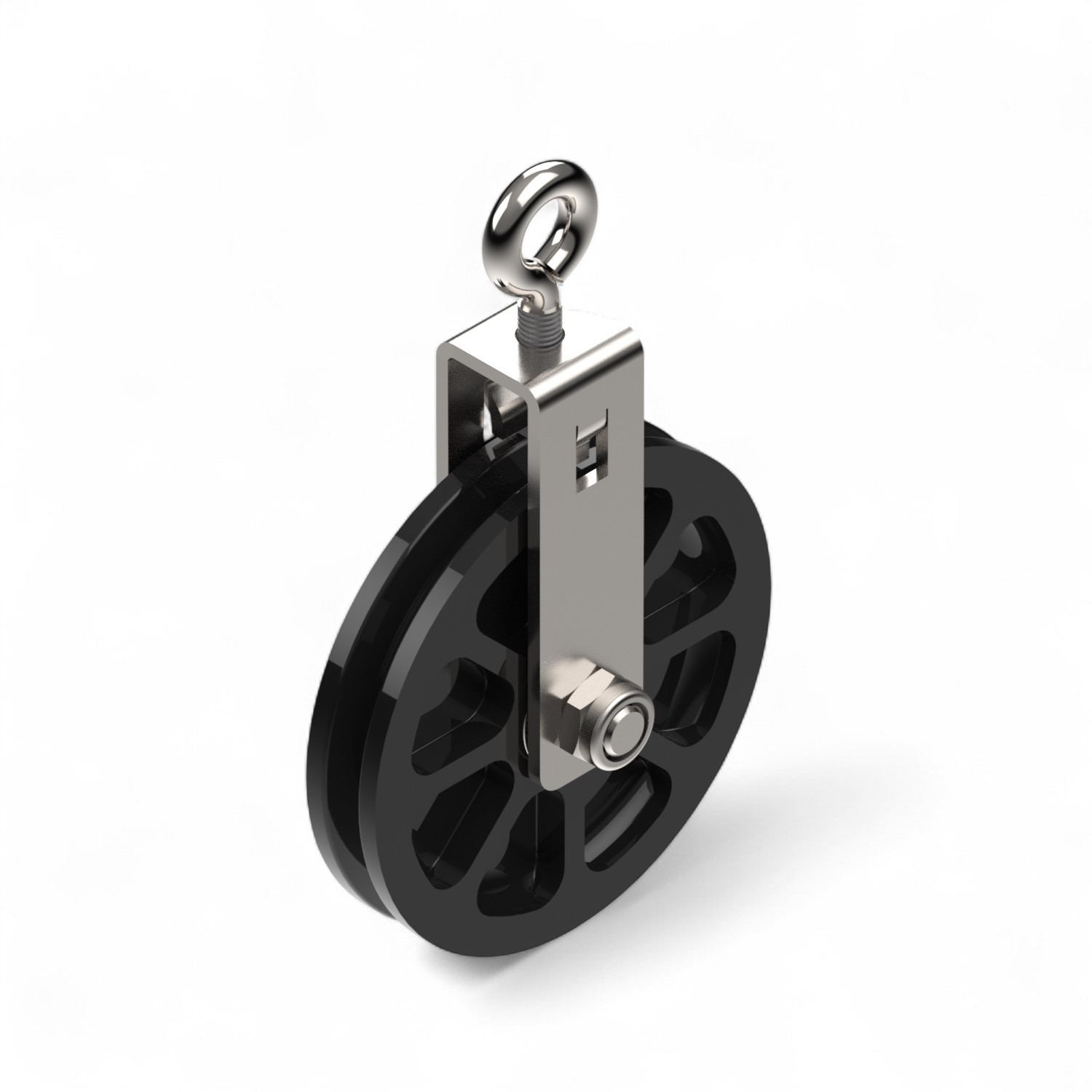 Cable pulley 100 (3.94 in) with clamp and eye-bolt metric - M8 Cable pulley 100 (3.94 in) with clamp and eye-bolt metric - M8