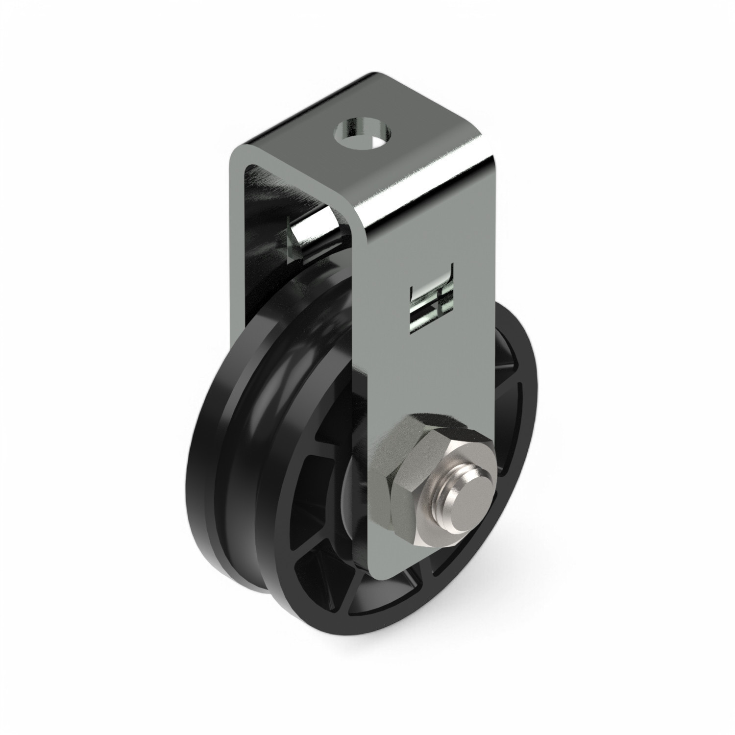 Cable Pulley Ø 52 mm / Ø 8 mm - with steel bracket Cable Pulley Ø 52 mm / Ø 8 mm - with steel bracket