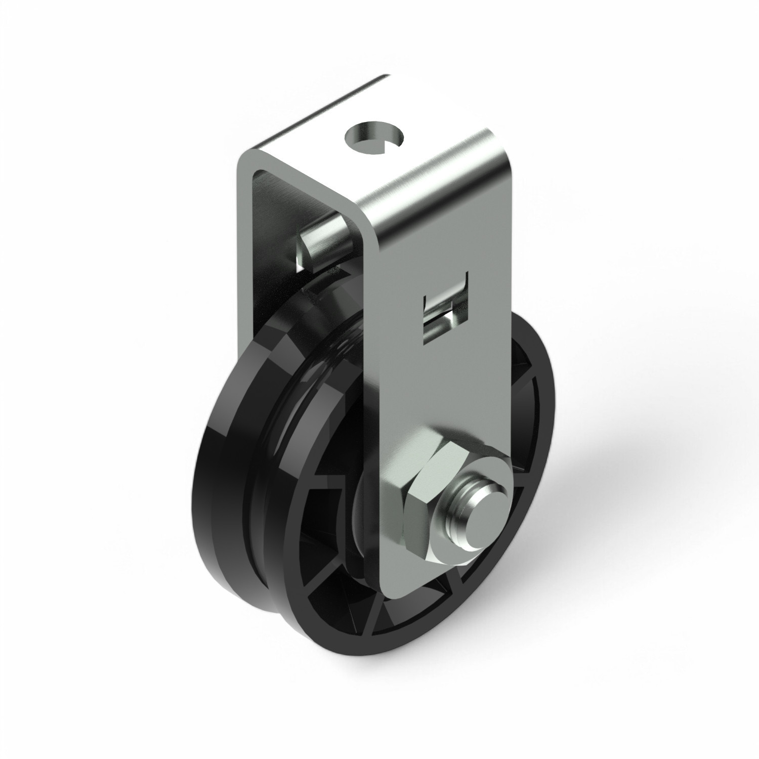 Cable Pulley Ø 52 mm / Ø 4 mm - with steel bracket Cable Pulley Ø 52 mm / Ø 4 mm - with steel bracket